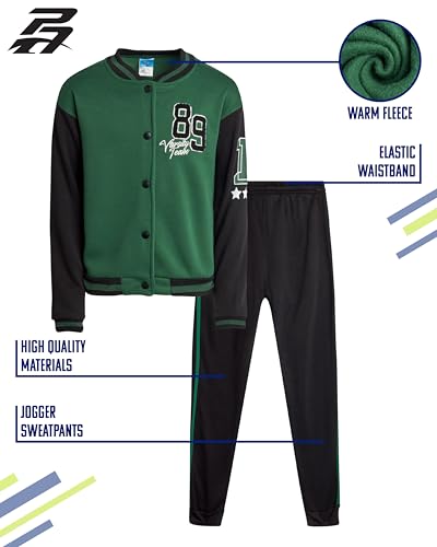Pro Athlete Boys Sweatsuit Set - 2 Piece Fleece Varsity Jacket and Boys Jogger Sweatpants Set Youth Kids Activewear (8-16)2