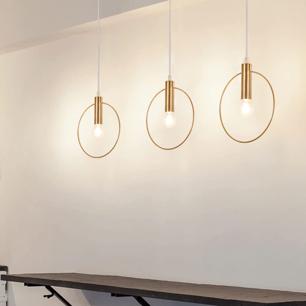 RCIDOS Lámpara Colgante Circular T Dorada Pantalla Luz Techo Elegante Y Creativa Lámpara Colgante De Araña De Metal Personalizada Lámpara Suspensión Moderna Romántica para Cocina Isla Comedor sobre