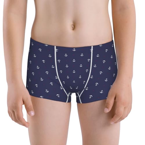 Boys' Cotton Boxer Brief Soft Underwear-Anchors Heart Blue