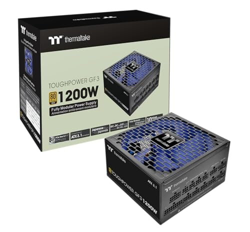 Image of Thermaltake Toughpower GF3 1200W; ATX 3.1; x2 Native PCIe 5.1 12V-2x6; Flat Cables; Color Matched Connectors; Japanese Main Capacitors; 135mm Fan; 80 Plus Gold Certified; Black; PS-TPD-1200FNFAGU-4