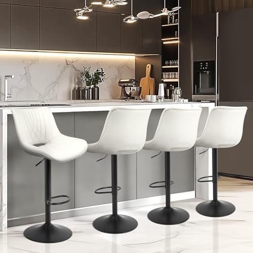 Bar Stools Set of 4, Adjustable Counter Height Bar Stools with Op...