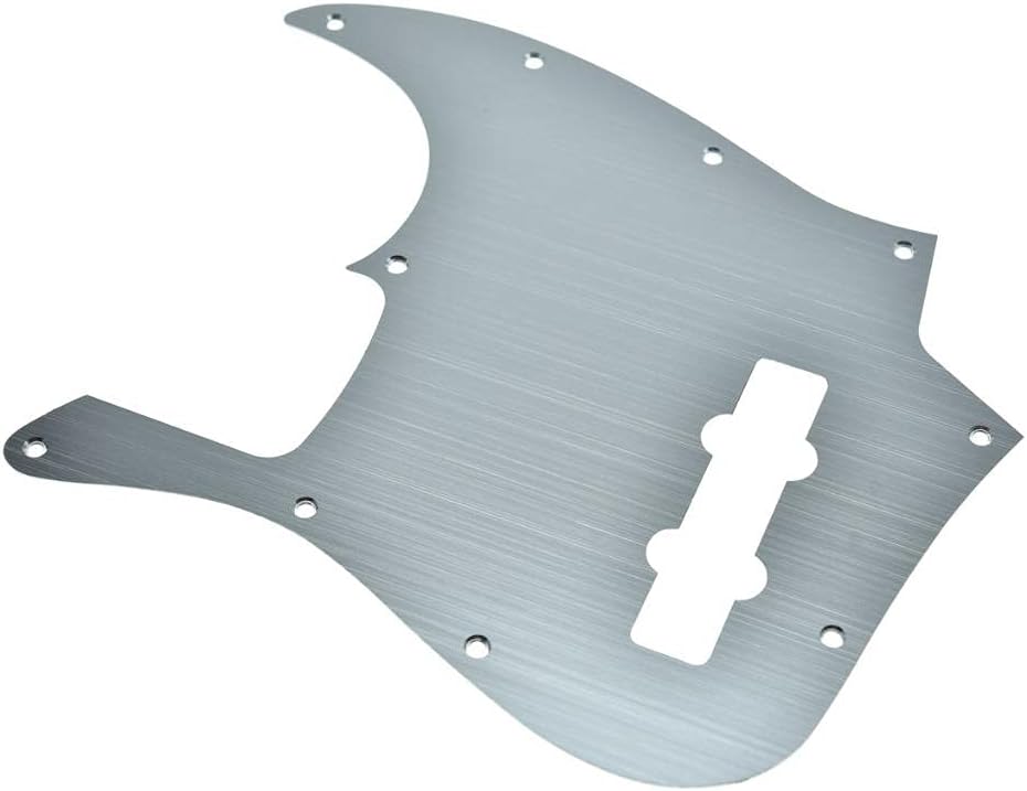 KAISH 10-Hole Metal Anodized Aluminium J Bass Style Pick Guard Modern Style Bass Pickguard for USA/Mexico Jazz J Bass Silver