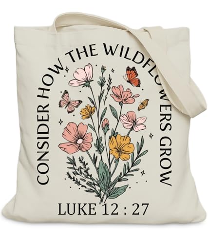 Image of Aesthetic Christian Gifts Tote Bag for Church, Religious Tote Bag for Bible Study, Medium Size with Inner Pocket