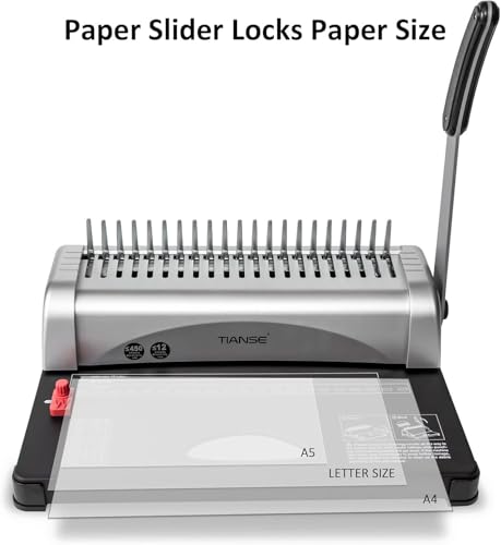 image for TIANSE Binding Machine, 21-Holes, 450 Sheets, Comb Binding Machines wi