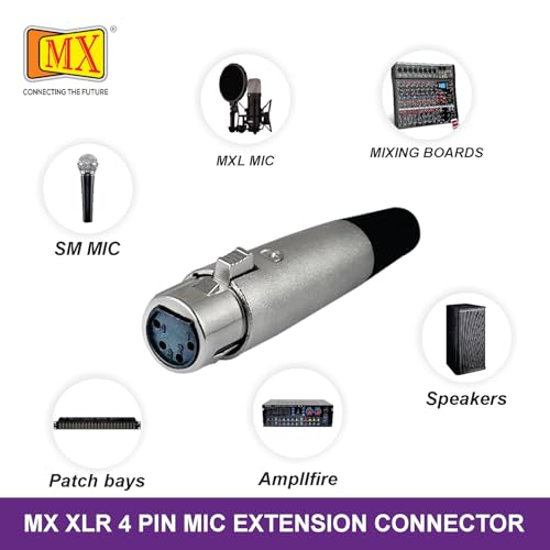 Image of MX 3 Pin XLR Microphone pin Pure Copper Nickel Plated for High Conductivity microphone (4 Pin Female XLR, Pack of 2, Female Connector)