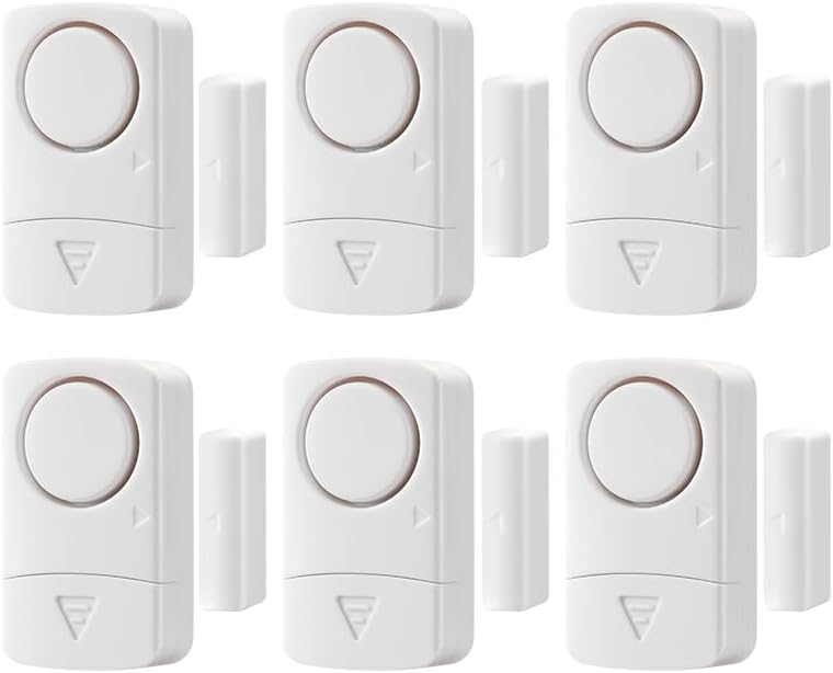 Alarma de puerta, alarmas de ventana fáciles de instalar para sistema antirrobo de seguridad del hogar, alarma de piscina de 120 dB (paquete de 6)
