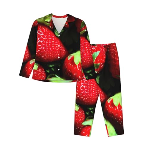 Pyjama 2 pièces pour femme au motif fraise, le homewear idéal pour vos matins cocooning