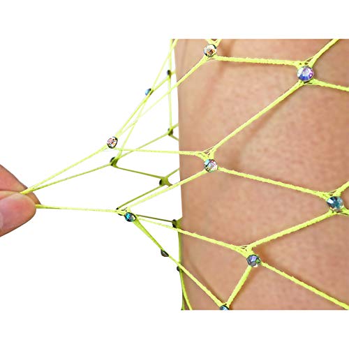 LUCKELF Women's Thigh High Stockings Rhinestone Fishnet Elastic Stockings Big Fish Net Tights Pantyhose