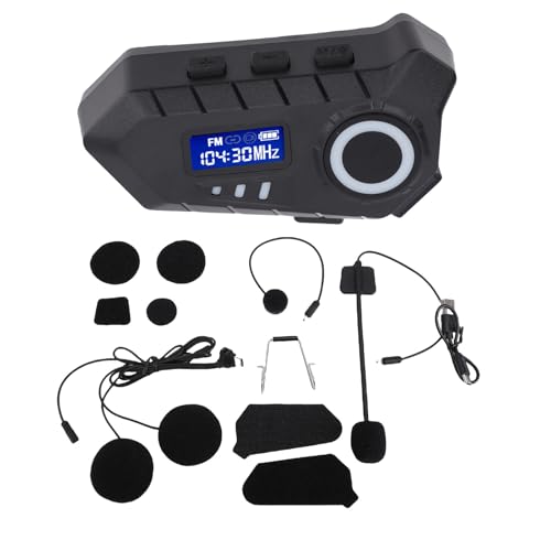 VELATEMOR Auriculares Bluetooth de Casco de Motocicleta, Cancelación de Ruido, Asistencia de Voz de Sonido HiFi, Duración de la Batería Larga IP65 a Prueba de Agua, Compatible con Todos