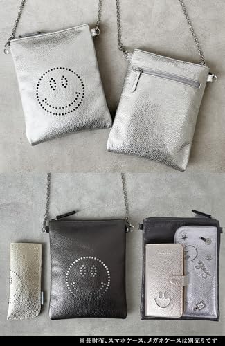 [サロンドアルファード] ショルダーバッグ ポシェット レディース 本革 レザー 【 日本製 軽量 使いやすい 】 ミニポシェット ミニバッグ チェーンショルダーバッグ チェーンバッグ スマホポシェット 人気 ブランド おしゃれ 大人可愛い（ガンメタ） Amazon限定商品 再入荷