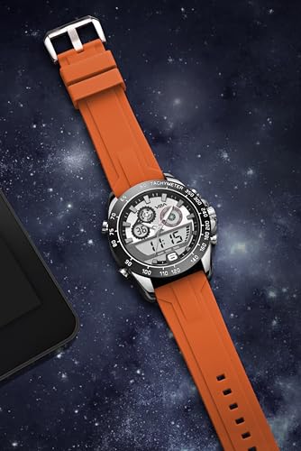 Image of V2A Men's Multifunction Analog-Digital Sports Watch - Dual Display, Quartz Movement, Zinc Alloy Case, Stopwatch, Alarm, 30M Water Resistant, Silicone Strap, Tachymeter Bezel