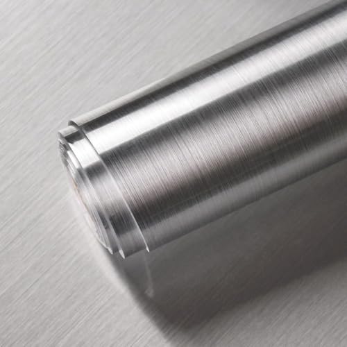 Image of Stainless Steel Brushed Contact Paper Peel and Stick Countertop Kitchen Backsplash Self Adhesive Wallpaper Dishwasher Fridge (12 x 100 inch)
