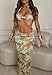 Women's Two Piece Leopard Maxi Skirt Sets Summer Beach Sexy Ruched Backless Pearls Chain Decor Crop Top and Cut Out Skirt
