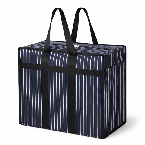 Image of Match Made 1PK Extra Large Heavy Duty Canvas Storage Organizer Bag with Zip | Multipurpose Jhola Thaila with Strong Handles & Base for Home Storage, Travel, Laundry & Wardrobe - Black