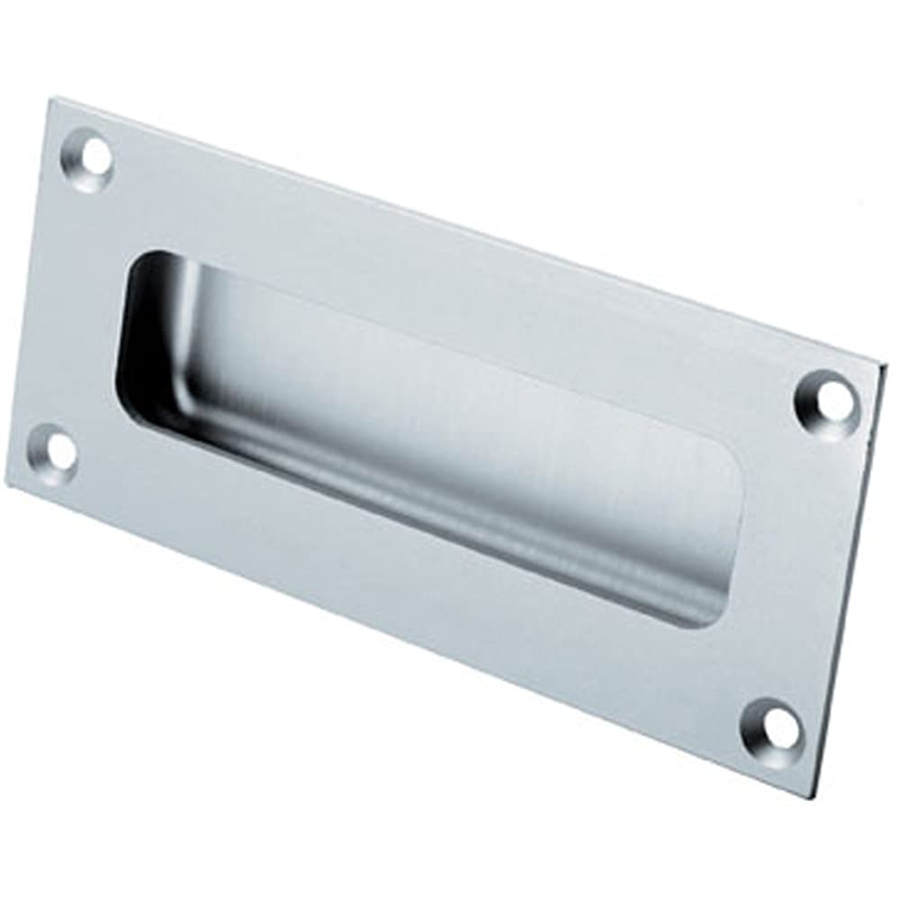 Loops Satin Anodised Aluminium Recessed Sliding Door Flush Pull Handle - 100 X 50Mm - | Inset Drawer Flush Pulls - Recessed Sliding Cabinet Door Pull Handle - Inset Design