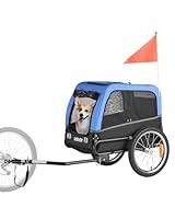 VEVOR Hundeanhänger, unterstützt bis zu 30 kg, Fahrradanhänger für kleine & mittelgroße Hunde, klappbarer Rahmen mit Schnellspannrad, universelle Fahrradkupplung, Reflektor, Flagge, interne Leine