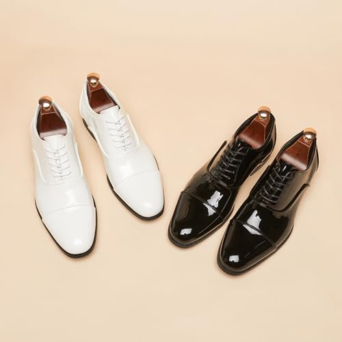 Men's Patent Leather Lace-Up Tuxedo Dress Shoes Fashion Classic Cap Toe Low Top Oxford Shoes Casual Business Wedding Formal Shoes3