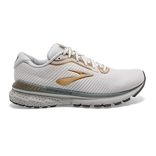 Brooks Brooks Womens Adrenaline GTS 20 Running Shoe - White/Grey/Gold - B - 7.5