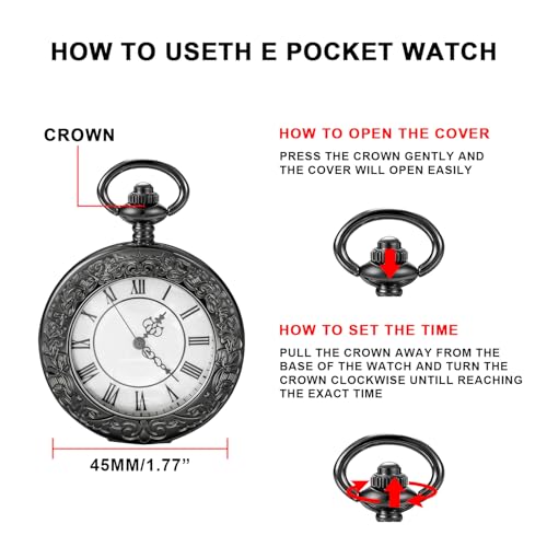 Reloj de bolsillo de cuarzo para caballero idóneo para bodas y galas elegantes 6