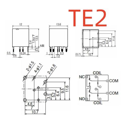Relé G8TE-2C-A0 de 12V con aislamiento térmico TE2-8P de 8 pines para proyectos exigentes 2