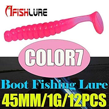 Sellify Unknowail Morbido Worm 45 mm 1 g plastica Morbida Esche da Pesca Peche Leurre Souple 12PCS Molto – (Colore: COLOR7)