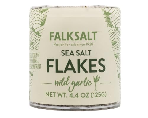 FALKSALT | Wild Garlic Sea Salt Flakes 4.4oz. | Gourmet Finishing Salt | Handcrafted, Kosher, Gourmet Flavored Salt
