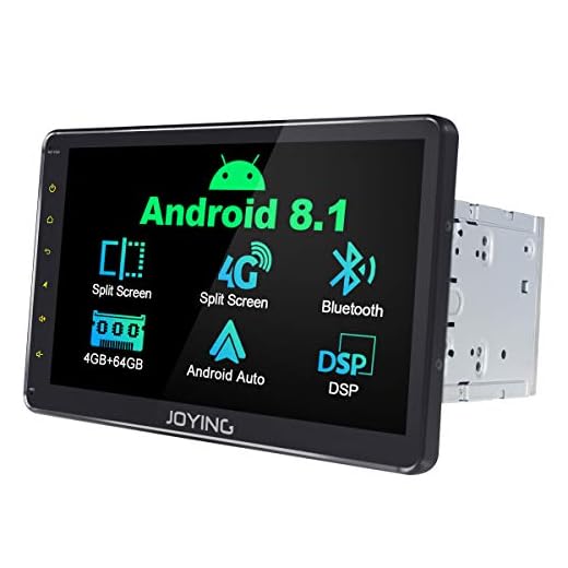 JOYING 10.1 Double Din Android 8.1 4GB + 64GB Car Stereo Built-in DSP LCD Touchscreen with 4G SIM Card Slot & 1280×720P Reslution - Supprot Android Auto DSP SPDIF Fast Boot WiFi