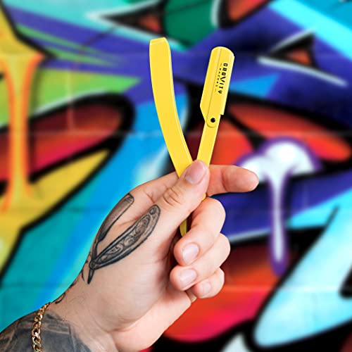 Image of Gravity Razors Professional Straight Razor Kit - Minimal Exposure, Includes 10 Premium Blades, 0.5mm Exposed, Yellow