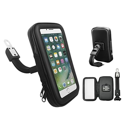 Motocicleta teléfono impermeable Funda soporte, Wrcibo universal moto/ scooter/ eléctrico motocicleta espejo retrovisor soporte de teléfono - Gran tamano (longitud máxima: 9cm, altura: 17cm)