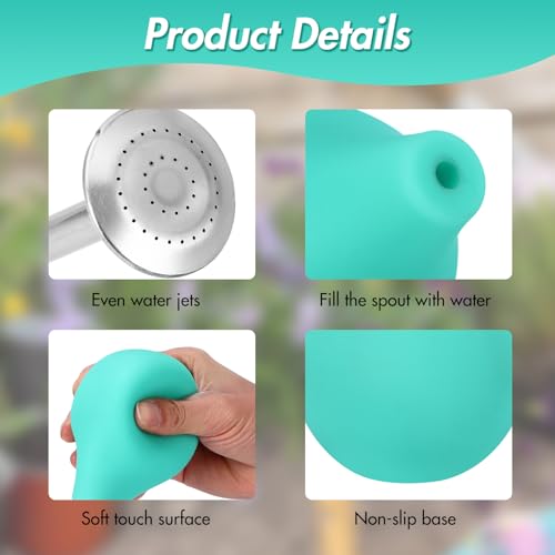 SUNJULY Ballbrause Anzucht 230ml, Ballbrause für Pflanzen, Silikon Bewässerung Sprinkler Kugel mit Edelstahl Düse, Pflanzen Blumen Sprüher für Gießen Samen Bonsai Empfindliche Pflanzen Stecklinge-Grün