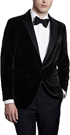 Mens One Button Velvet Casual Blazer Jacket Notch Lapel Dinner Coat Wedding Party Tuxedos Jacket