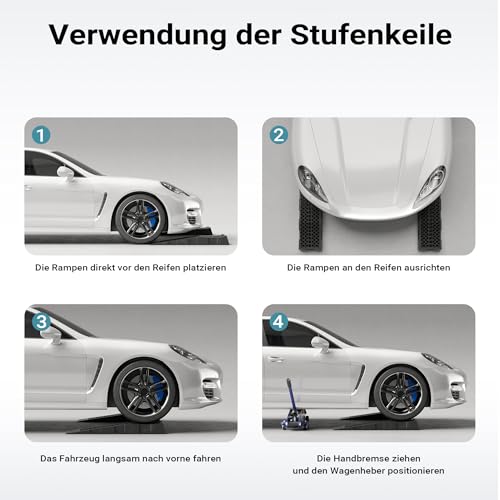 XPOtool Auffahrrampen extra flach 2 Stück aus Kunststoff bis 3 t Autorampe Pkw Auto Kfz Rampe für Sportwagen und tiefergelegte Fahrzeuge