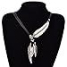 Miraculous Garden Womens 2pcs Vintage Multi-Layer Black Braided Genuine Leather Cord Rope Antique Silver/Gold Feather Leaf Chain Charm Pendant Tassel Necklace Sweater Chain Necklace (Silver+Gold)