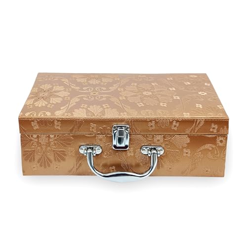 Image of LEDO Bangle Box Organizer Jewellery Case for Women in PU Leather with 4 Rods in Golden & Cherry colour
