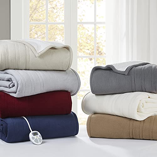 Serta Reversible Fleece To Sherpa Electric Blanket Fast Heating Soft Cover, Safety Auto Shut Off Timer, Low Emf, Multi Heat Setting, Etl Certified, Machine Washable, Berry Red Full (84"X 77") #TOP7