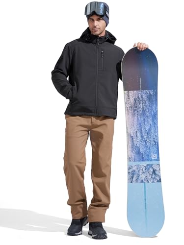 Image of FREE SOLDIER Men's Lightweight Softshell Jacket Winter Fleece Lined Hooded Rain Waterproof Hiking Outdoor Jackets