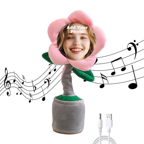 MBDFUT Dancing Flower with Custom Face, Personalized Singing Dancing Talking Sunflower, Repeats What You Say, Bluetooth Connection, Personalized Gifts for Birthdays, Parties and Festivals (Style 1)