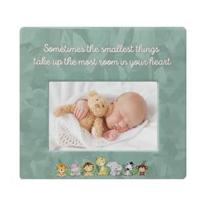 BANBERRY DESIGNS Baby’s First Picture Frame – Cherish Every Moment with ‘Sometimes the Smallest Things’ Saying – Newborn Nursery Decor – 8″ x 7.25″ – Holds a 4″ x 6″ Photo