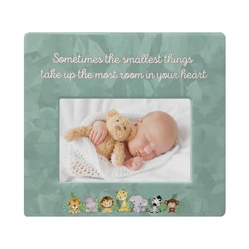 BANBERRY DESIGNS Baby’s First Picture Frame – Cherish Every Moment with ‘Sometimes the Smallest Things’ Saying – Newborn Nursery Decor – 8″ x 7.25″ – Holds a 4″ x 6″ Photo