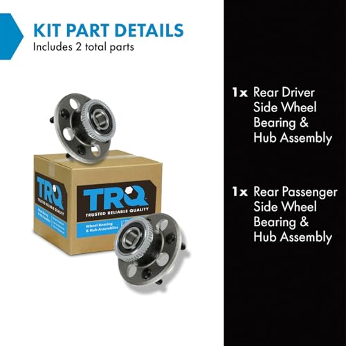 Image of TRQ Rear Left and Right Wheel Bearing and Hub Assembly Set 2 Piece Compatible with 1996-2000 Honda Civic 4 Wheel ABS