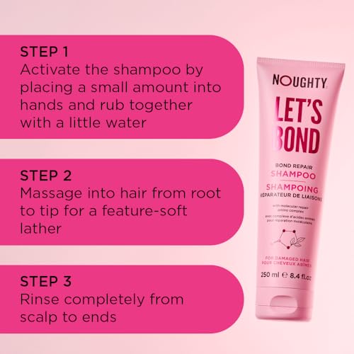 Noughty Let's Bond Builder Shampoo for Repair Restorative Formula for Chemically Treated and Coloured Hair Strengthening Formula to Reduce Breakage and Protect Colour for Longer 250ml - Image 3