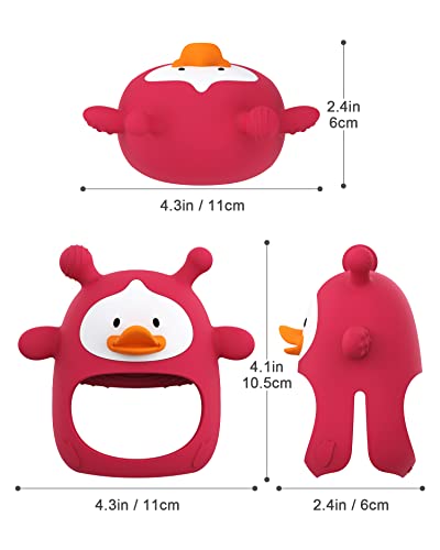 Image of Teething Toys for Babies 0-6 Months, Never Drop Silicone Baby Teether, Hand Pacifier for Sucking Babies, Soothing Pain Relief, Best Chew Toy for Teething Baby, Teething Mitten for New Born - Red
