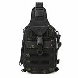 [LTG] ボディバッグ ショルダーバッグ 斜めがけ メンズ タクティカル ワンショルダー ミリタリー サバゲー 大容量 防水 アウトドア 手持ちハンドル付 7987846 (ブラックカモ)