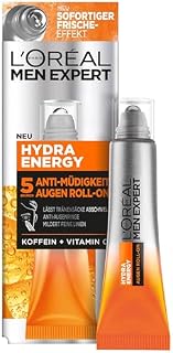 L'Oréal Men Expert Roll-on pod oczy przeciw zmęczeniu skóry dla mężczyzn, ożywiająca pielęgnacja oczu, witamina C i kofeina, nawilżająca pielęgnacja 24 h, przeciw zmęczeniu, 10ml