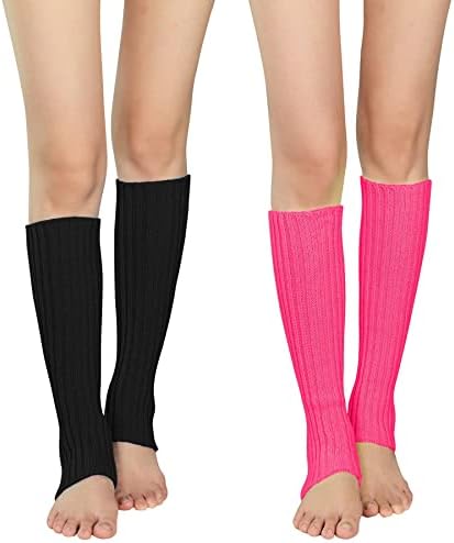 Zando Womens Fashion Leg Warmers Adult Junior 80s Ribbed Knitted Long Socks for Party Sports Casual Socks