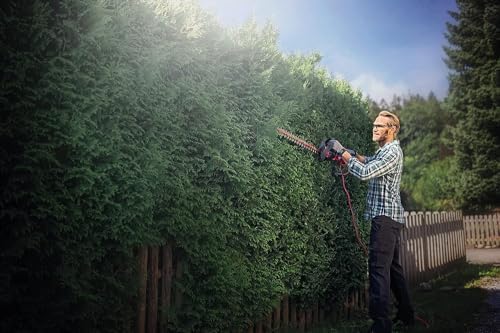 Bild 2 - Einhell Elektro-Heckenschere GE-EH 7067 (700 W, Messer aus lasergeschnittenem u. diamantgeschliffenem Stahl, Metallgetriebe, Stoßschutz, inkl. Köcher)