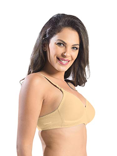 Image of SONARI Womens Non Padded Regular Cotton Bra | Wire-Free, Medium Coverage, Sewn-in Bump for Natural Lift, Polycotton Blend Fabric, Hook & Eye Closure, Adjustable Straps - Violet