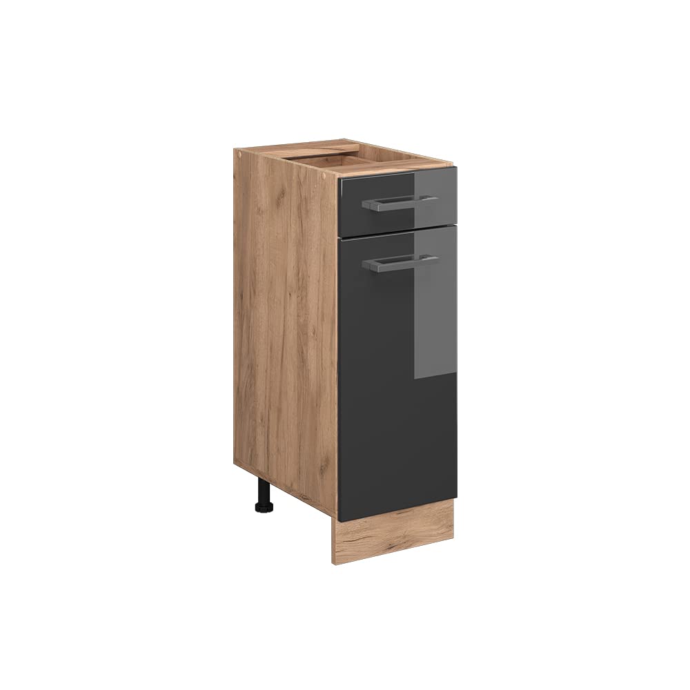 Vicco Kitchen base cabinet Raul, Anthracite high gloss, 30 cm without worktop, for flexible combination within modular kitchen systems