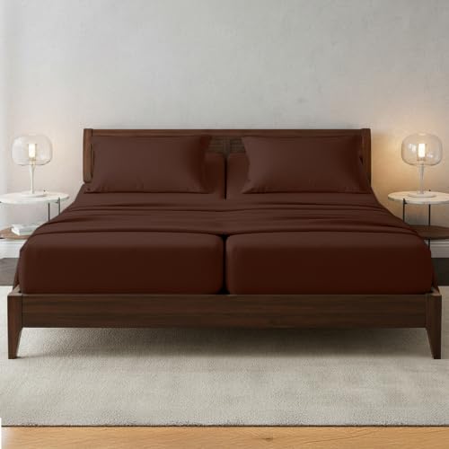 Image of Elegant Comfort Luxury Quality Microfiber 5-Piece 1500 Premium Hotel Sheet Set-Wrinkle Resistant,All Around Elastic Fitted Sheet, Deep Pocket up to 16 inch,Split King,Chocolate Brown