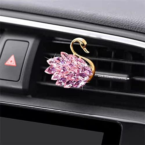 Diamond Swan Air Vent Clips, Pearl Crystal Swan Car Air